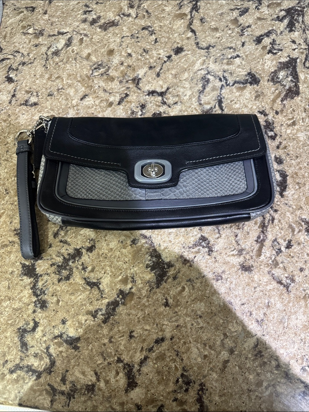 Coach Madison Python-Embossed Leather
Turnlock Clutch / Wristlet.